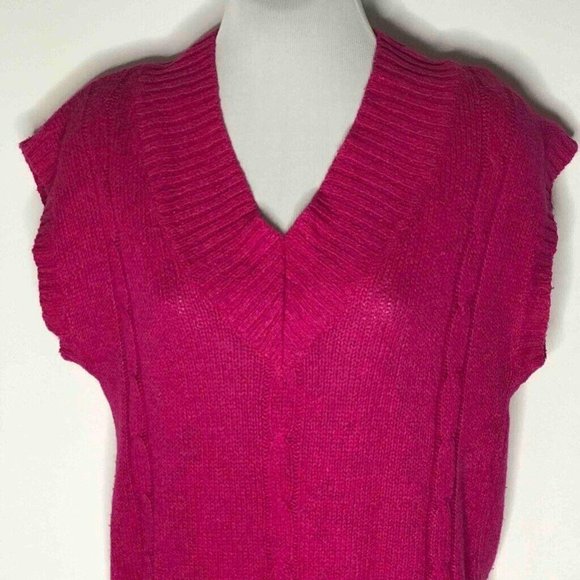 Rainbow Ridge Womens Sweater Pink Short Sleeve V-Neck Ribbed Knitted Pullover M - Picture 2 of 7